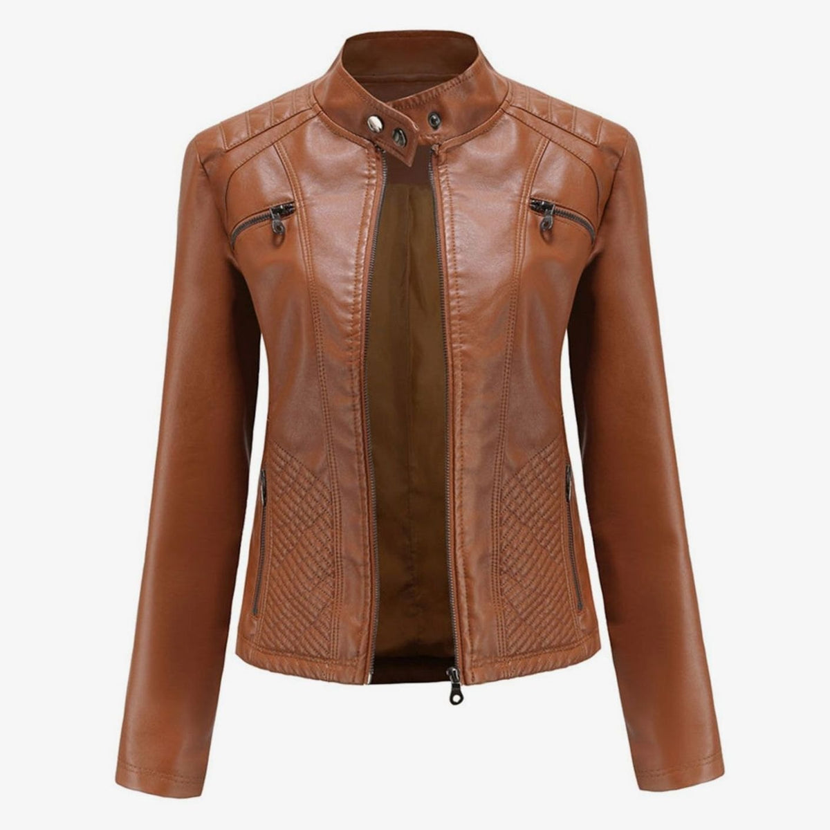 Women's Quilted Vegan Leather Moto Coat