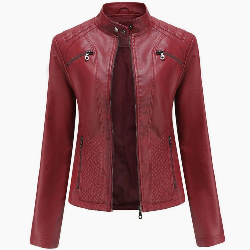 Women's Quilted Vegan Leather Moto Coat