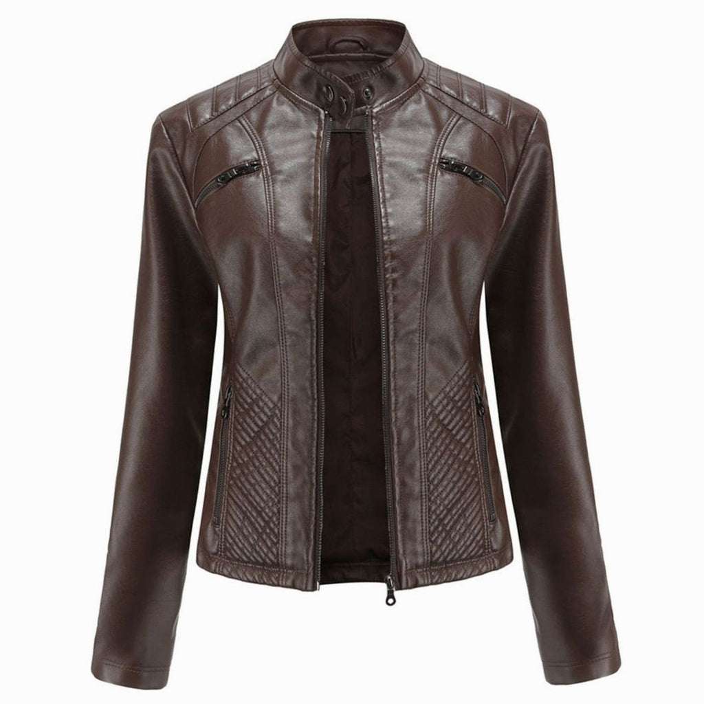Women's Quilted Vegan Leather Moto Coat
