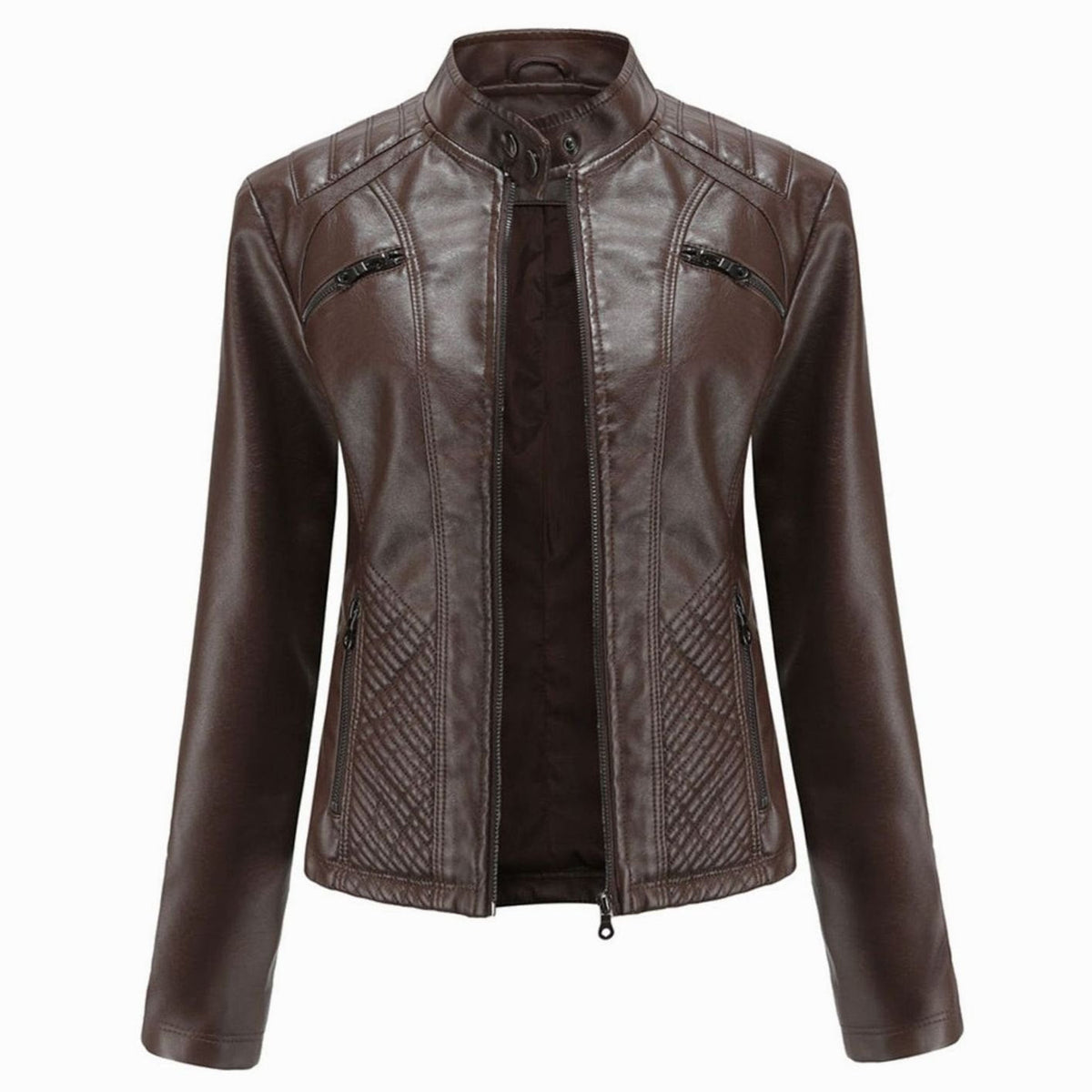 Women's Quilted Vegan Leather Moto Coat