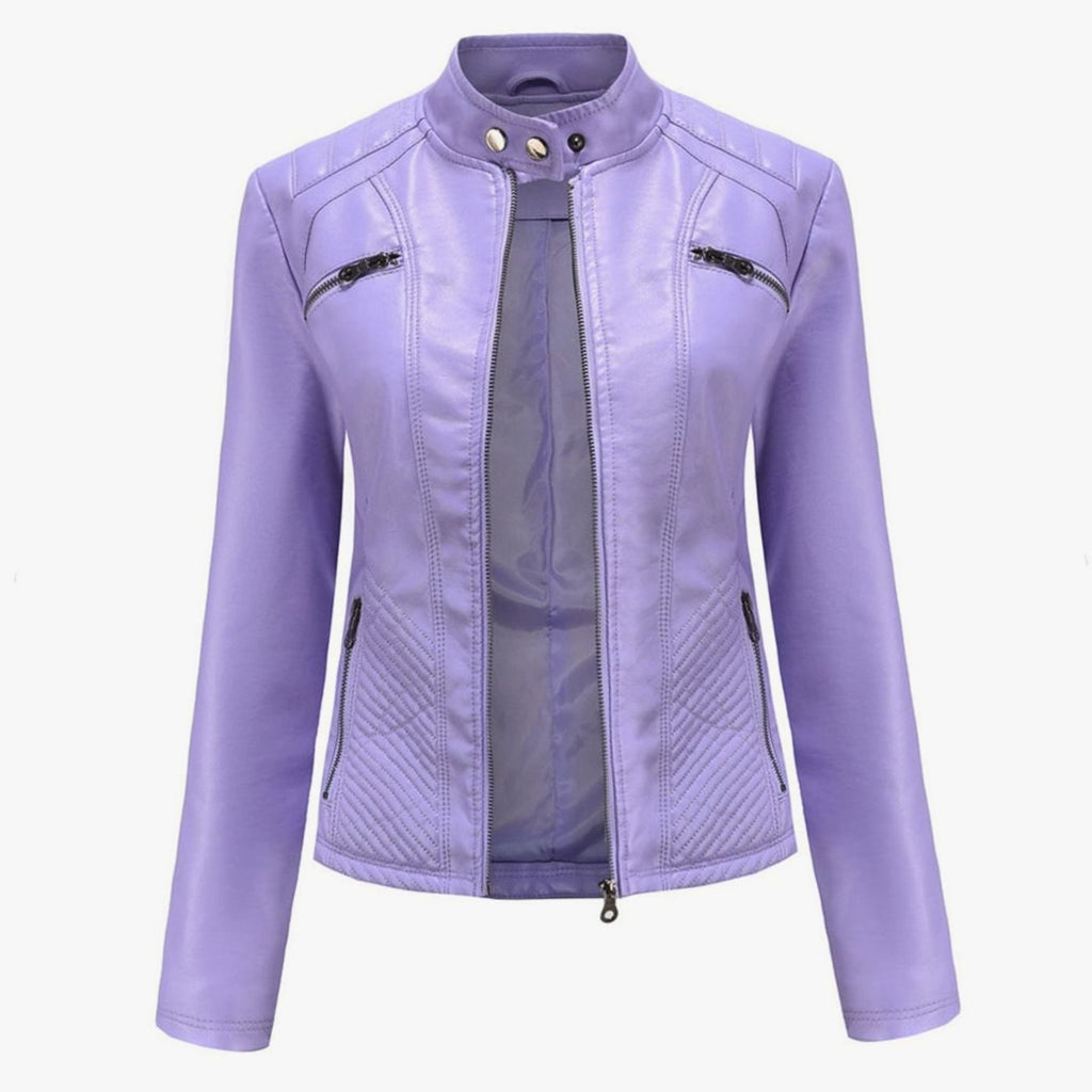 Women's Quilted Vegan Leather Moto Coat