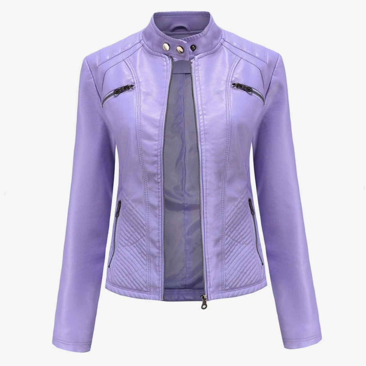Women's Quilted Vegan Leather Moto Coat