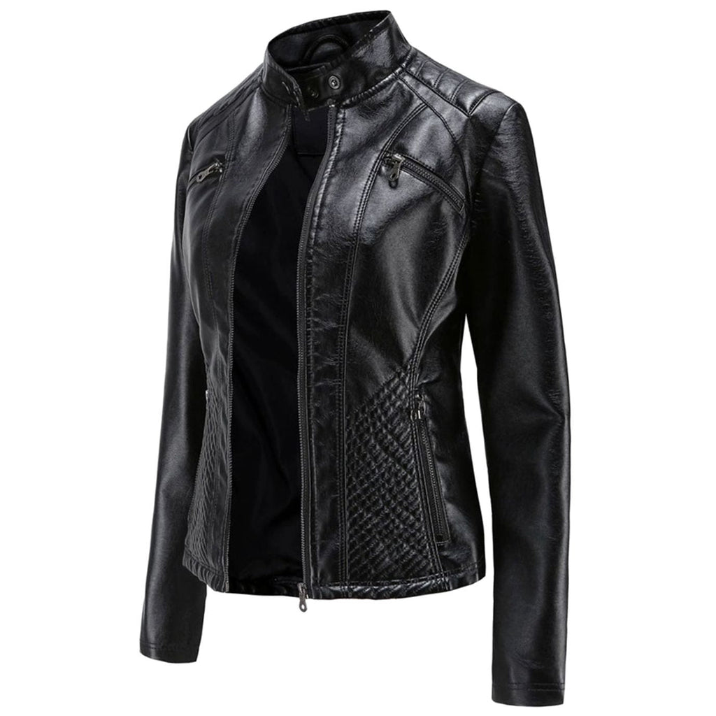 Women's Quilted Vegan Leather Moto Coat