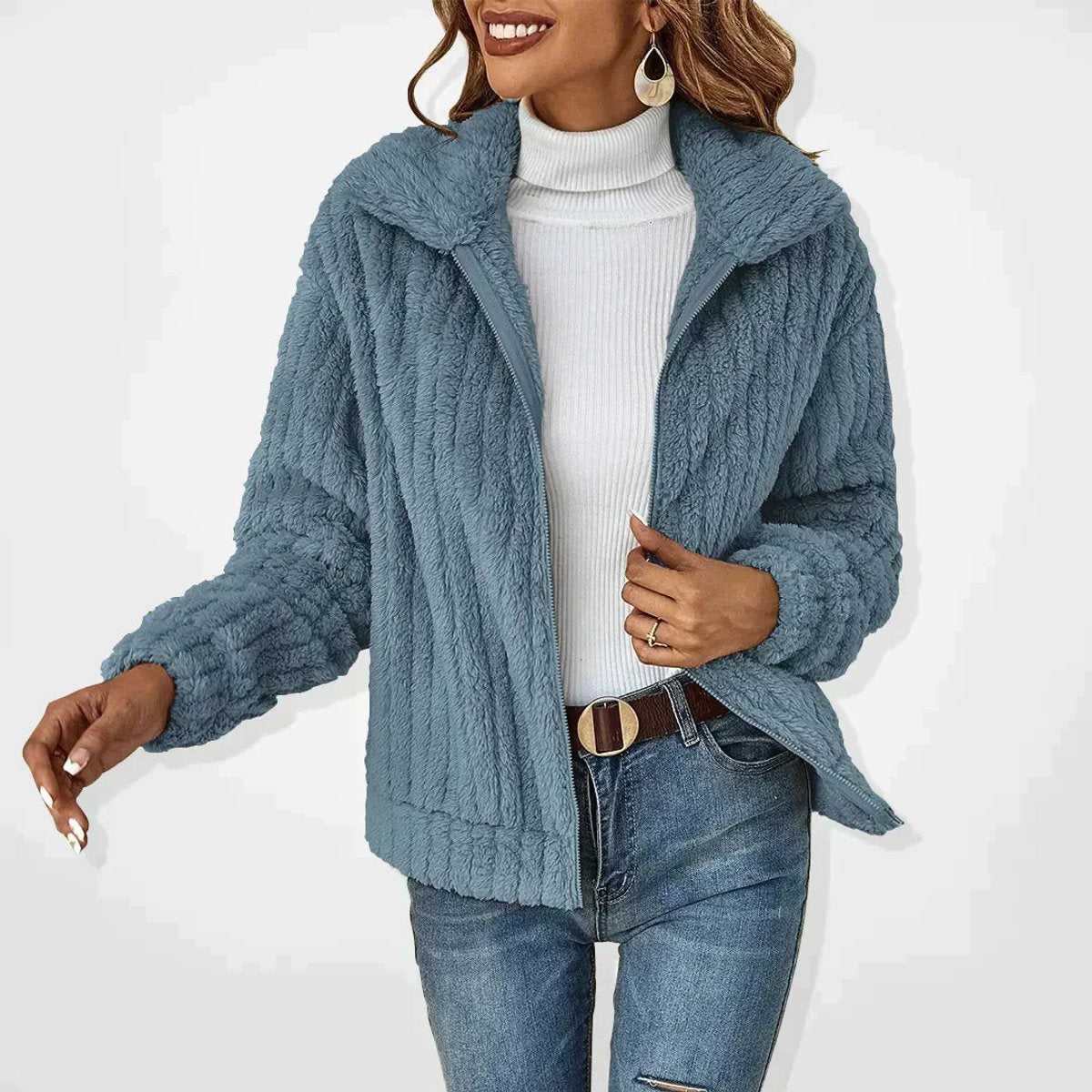 Women's Soft Plush Fleece Full-Zip Coat