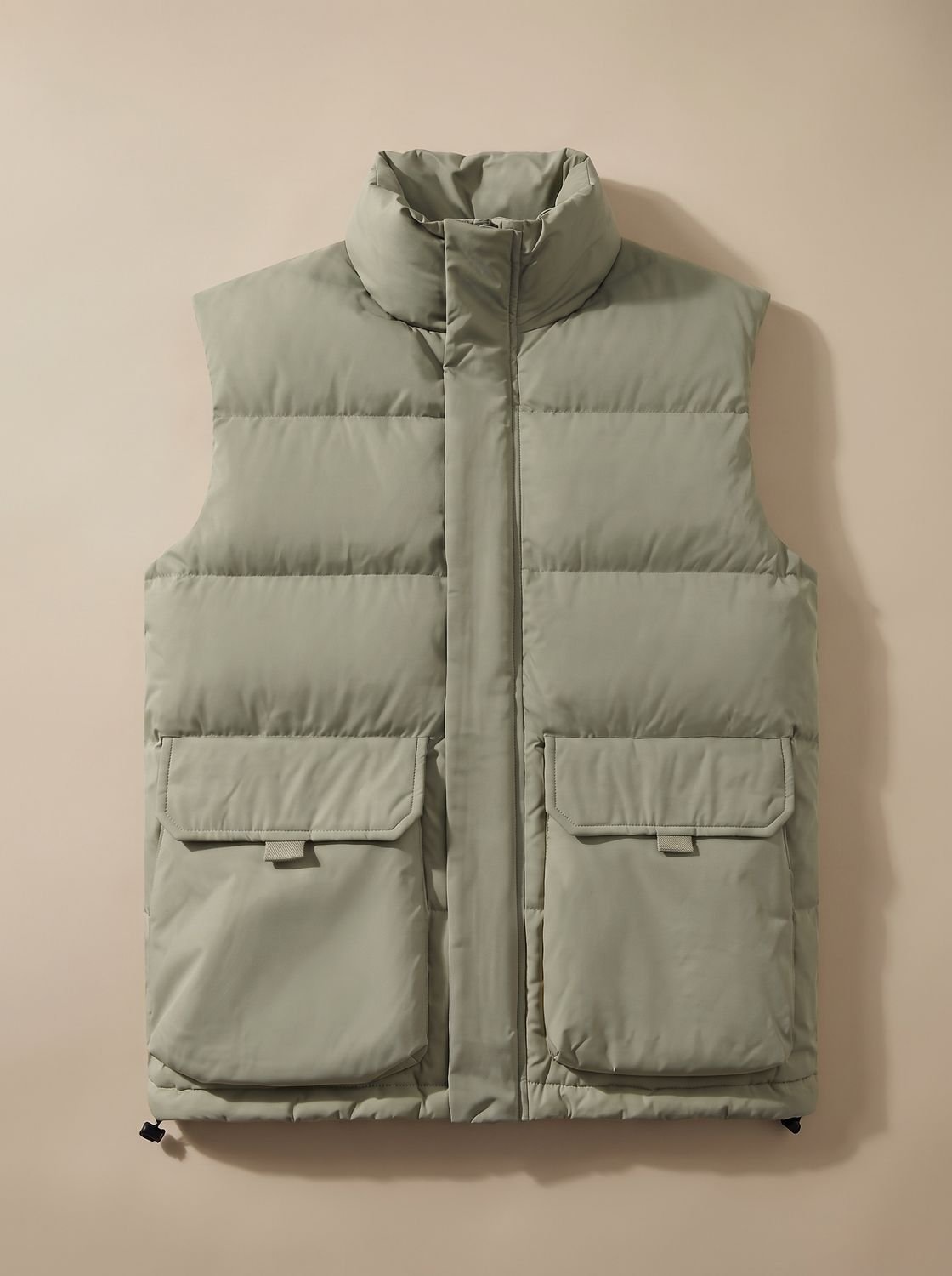 Women's High Neck Padded Vest with Flap Pockets