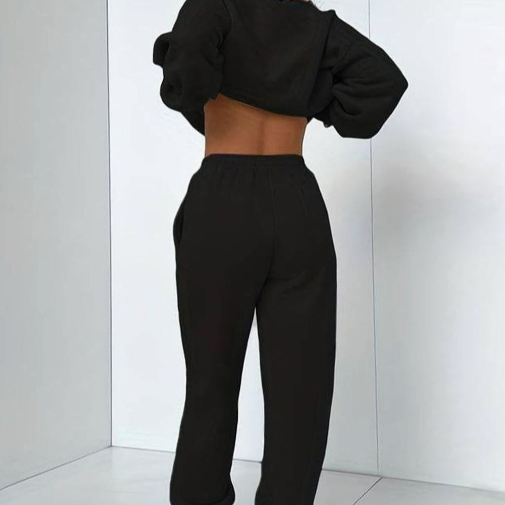Women's High-Waist Jogger Crewneck Sweatshirt Set