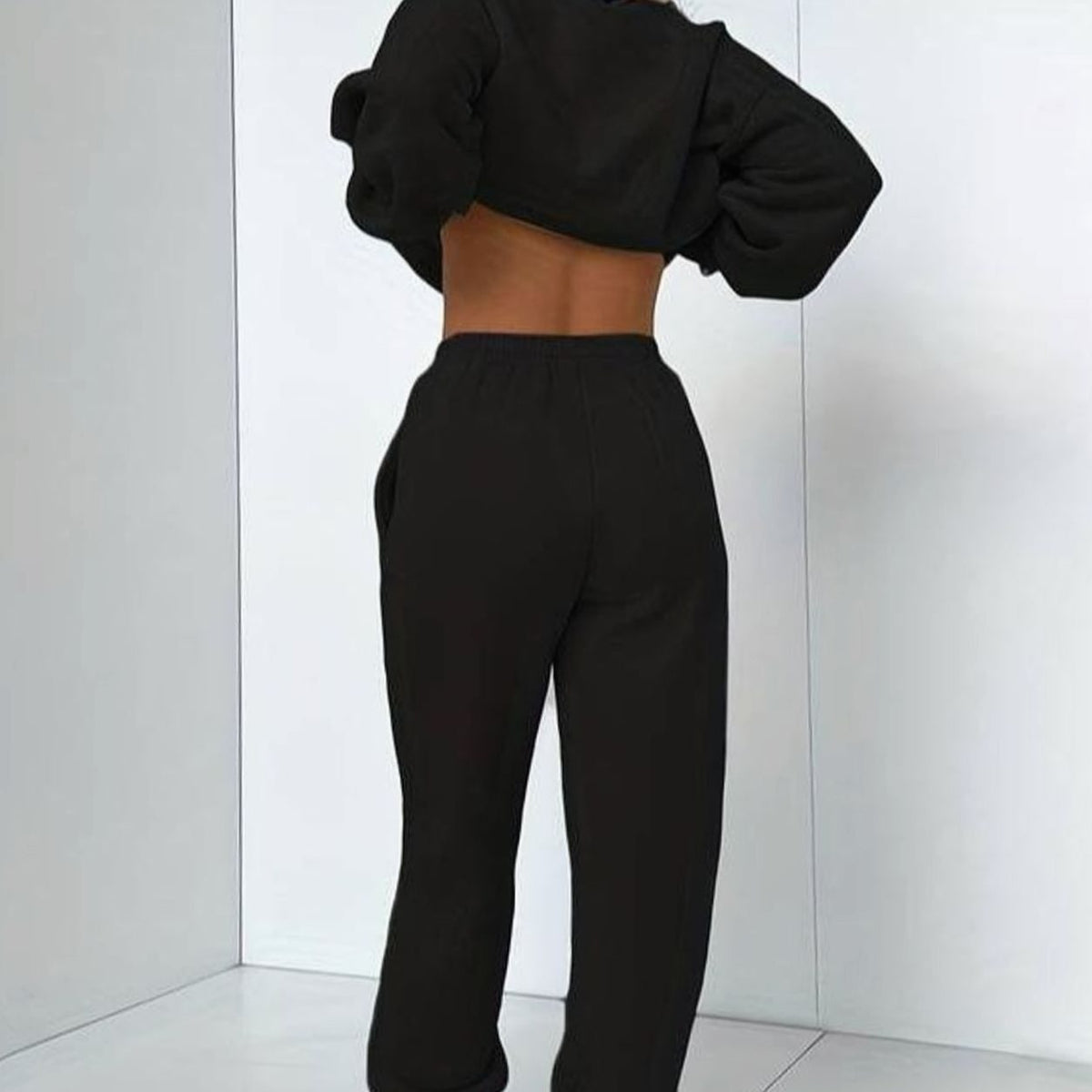 Women's High-Waist Jogger Crewneck Sweatshirt Set