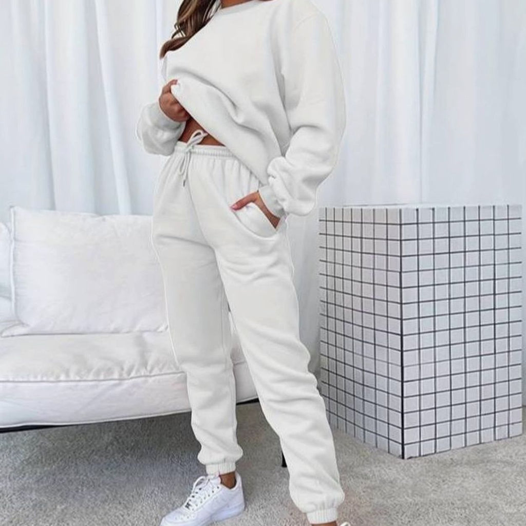 Women's High-Waist Jogger Crewneck Sweatshirt Set