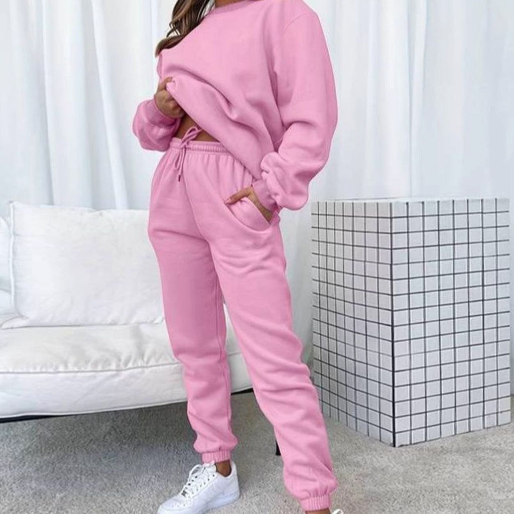 Women's High-Waist Jogger Crewneck Sweatshirt Set