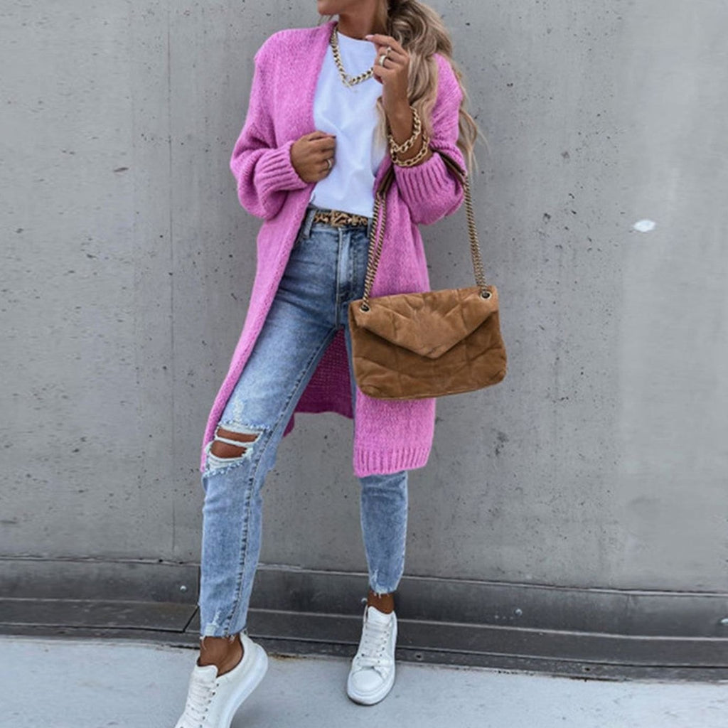 Women's Relaxed Long Open Drape Knit Sweater Cardigan