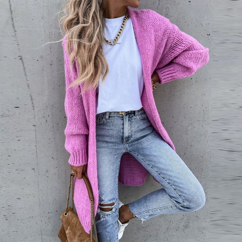 Women's Relaxed Long Open Drape Knit Sweater Cardigan