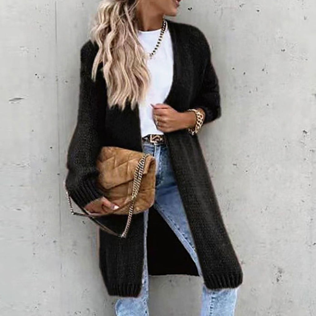 Women's Relaxed Long Open Drape Knit Sweater Cardigan