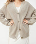 Women's Soft Fine Knit Relaxed V-Neck Button Cardigan