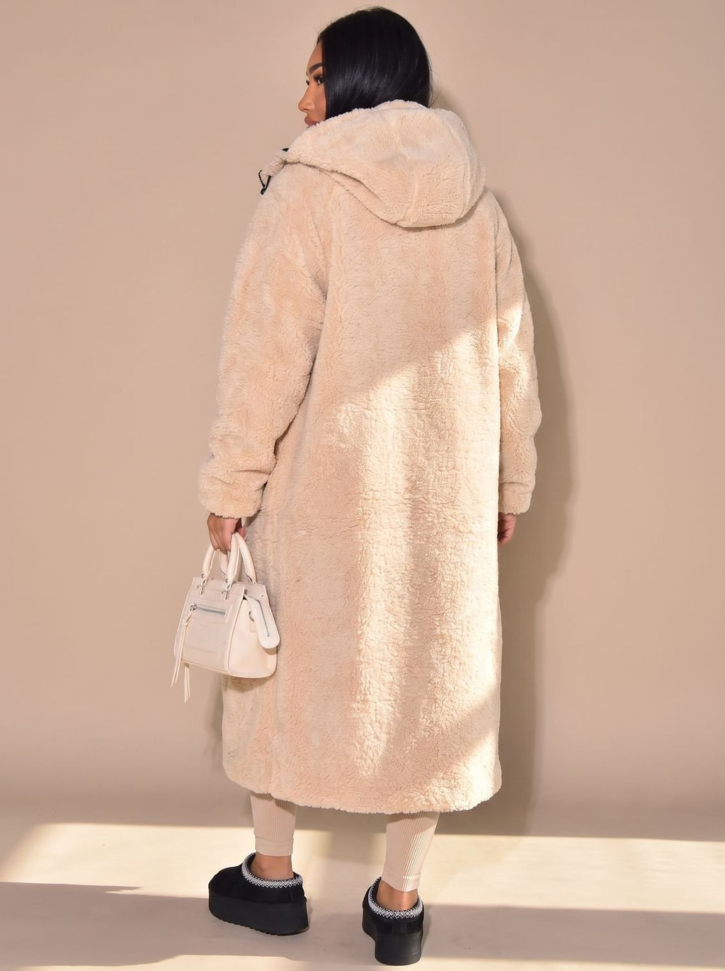 Women's Two-Sided Hooded Quilted and Sherpa Overcoat