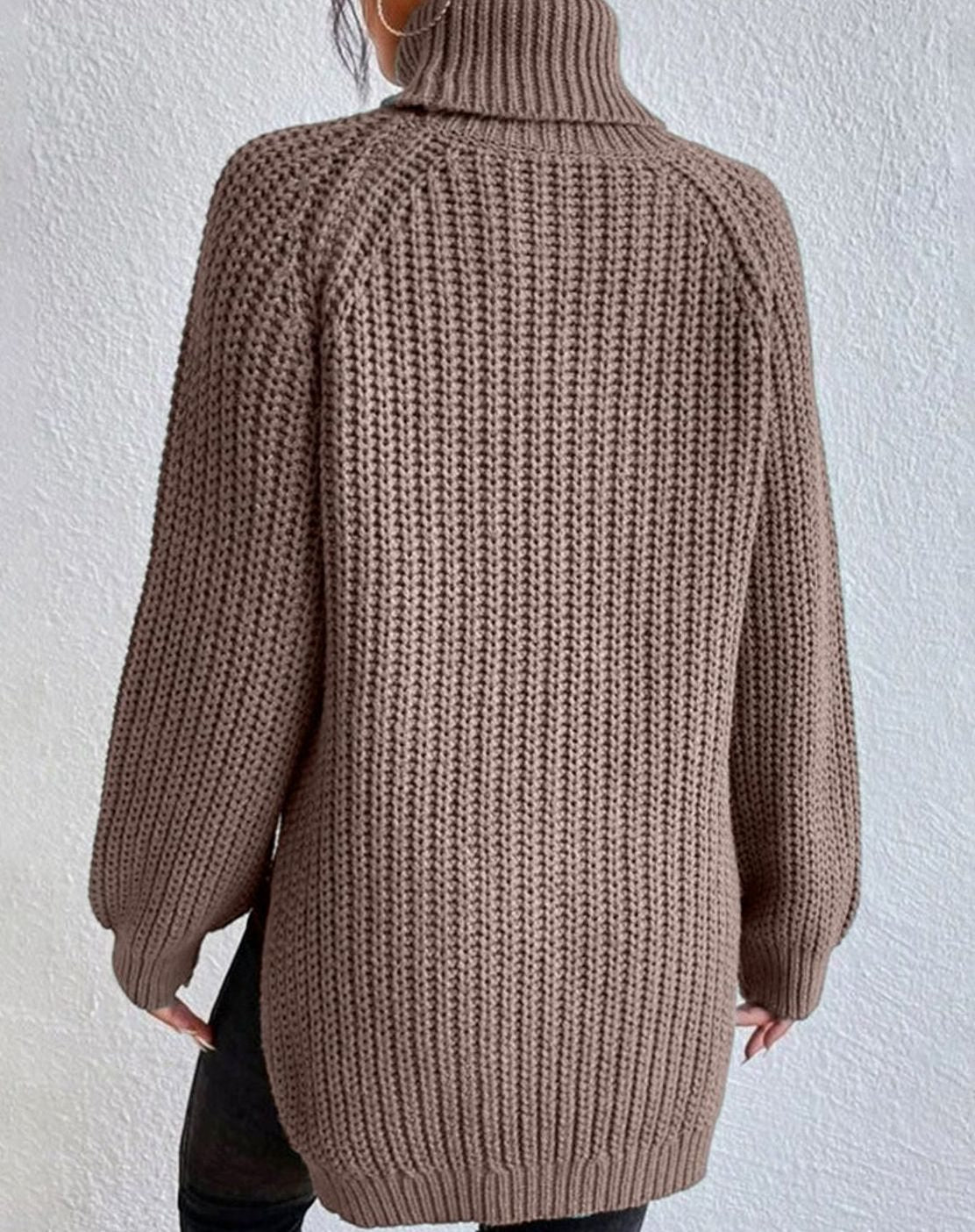 Women's Chunky Waffle-Style Ribbed Turtleneck Knit Sweater