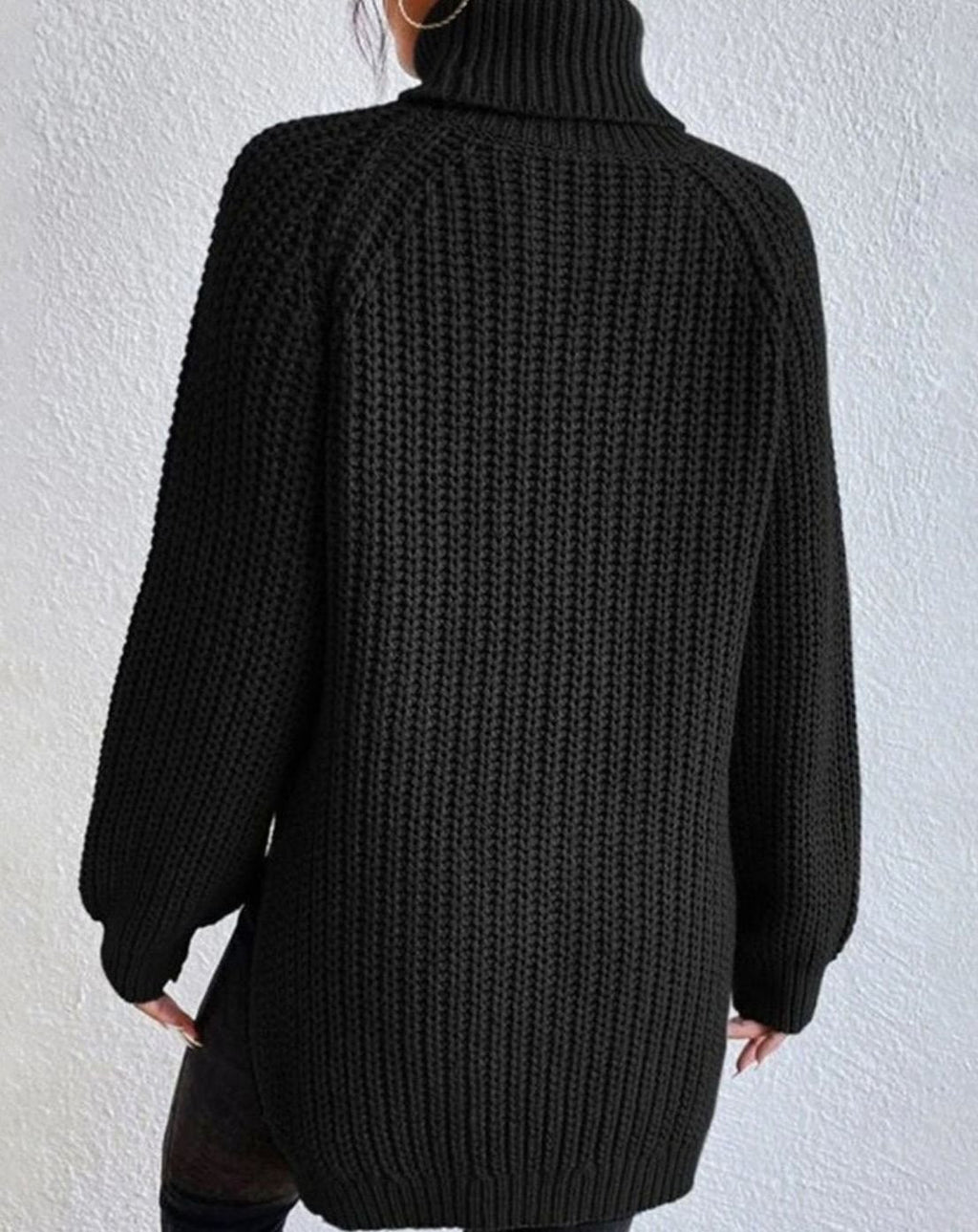 Women's Chunky Waffle-Style Ribbed Turtleneck Knit Sweater