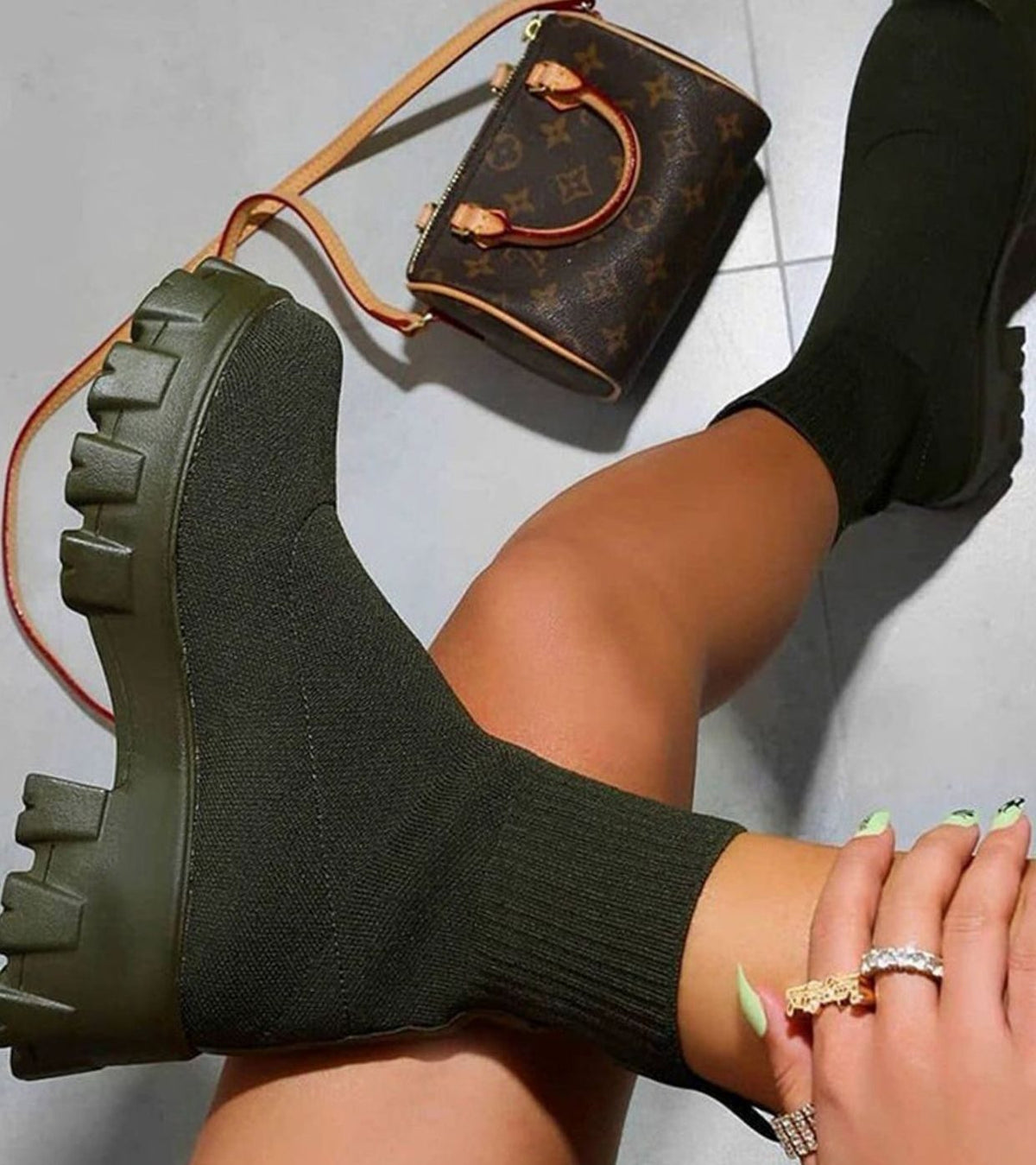 Women's Lug Sole Stretch Knit Pull-On Sock Booties
