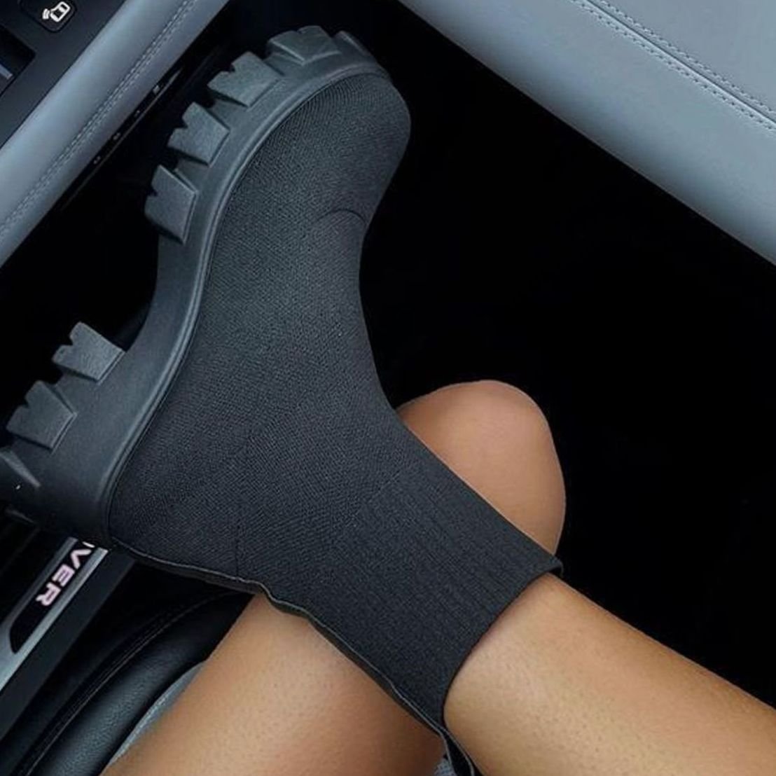 Women's Lug Sole Stretch Knit Pull-On Sock Booties