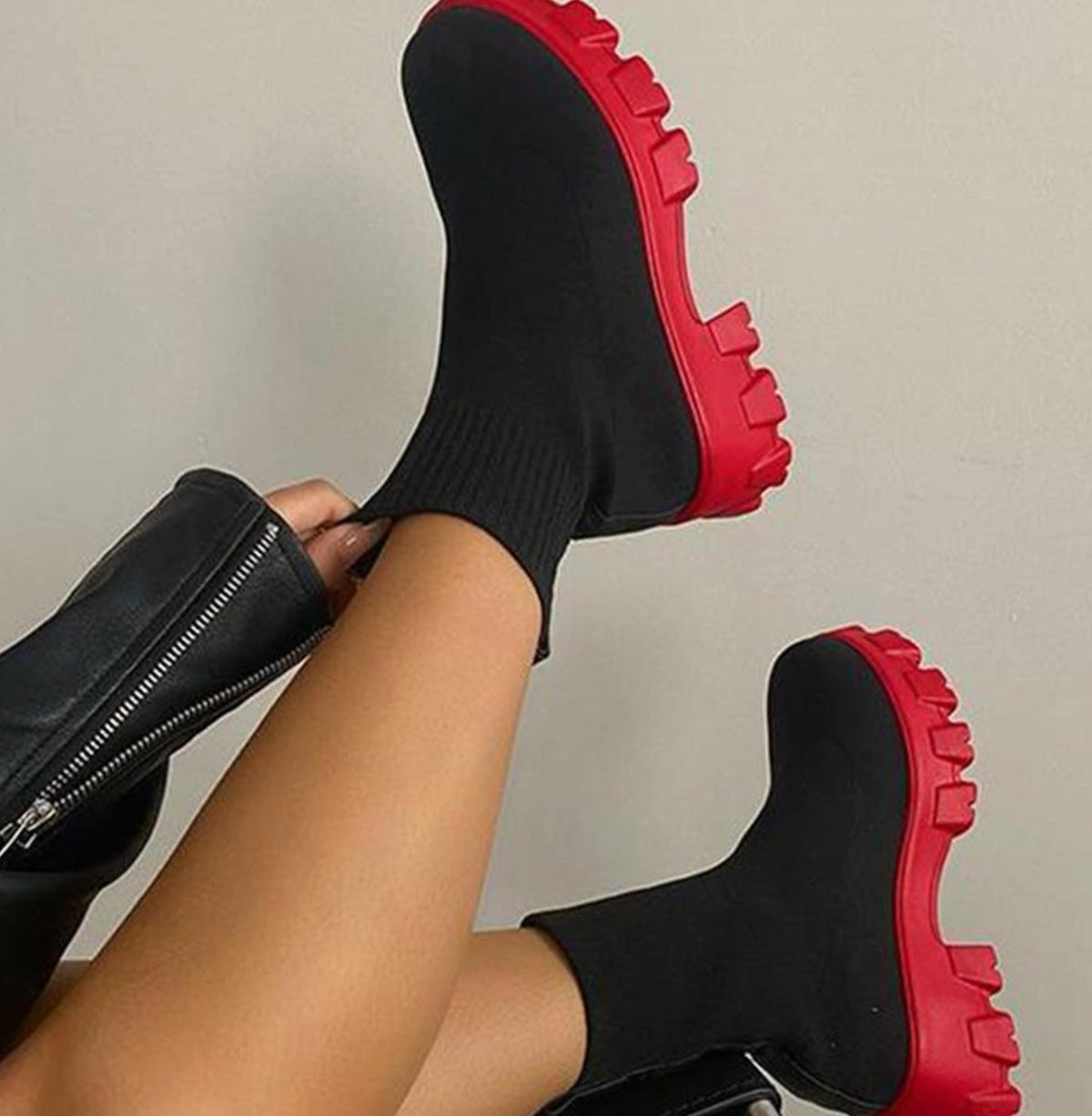 Women's Lug Sole Stretch Knit Pull-On Sock Booties