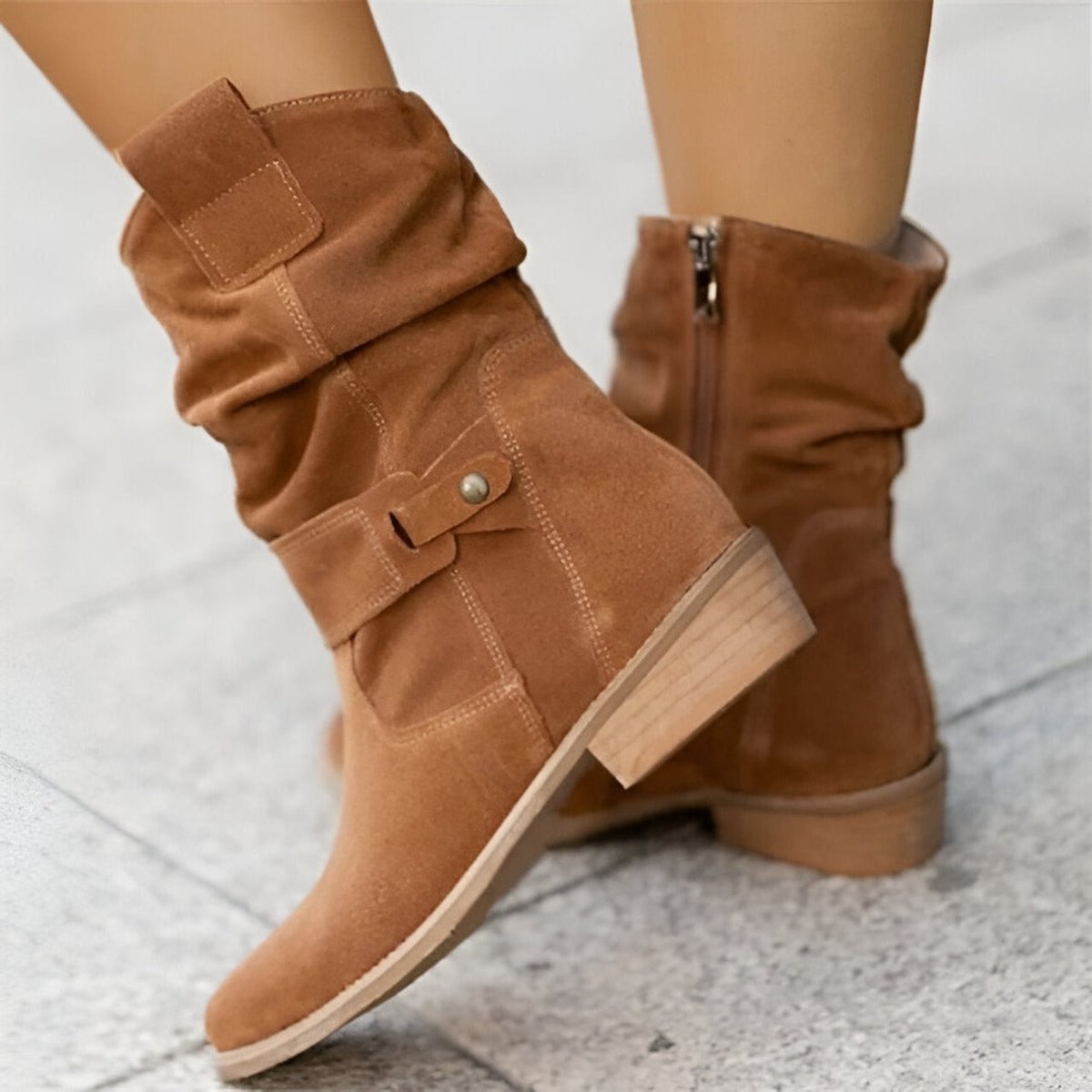 Women's Block Heel Suede-Look Slouch Tall Boots