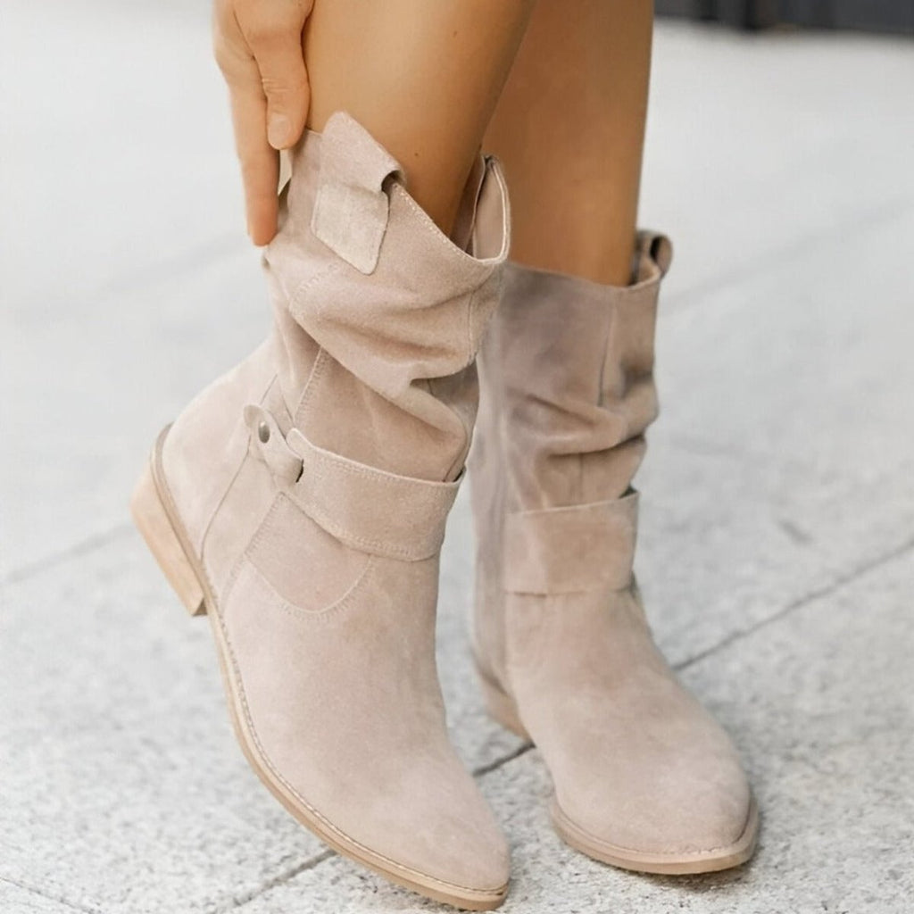 Women's Block Heel Suede-Look Slouch Tall Boots