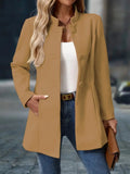 Women's Longline Stand Collar Button-Up Blazer Jacket