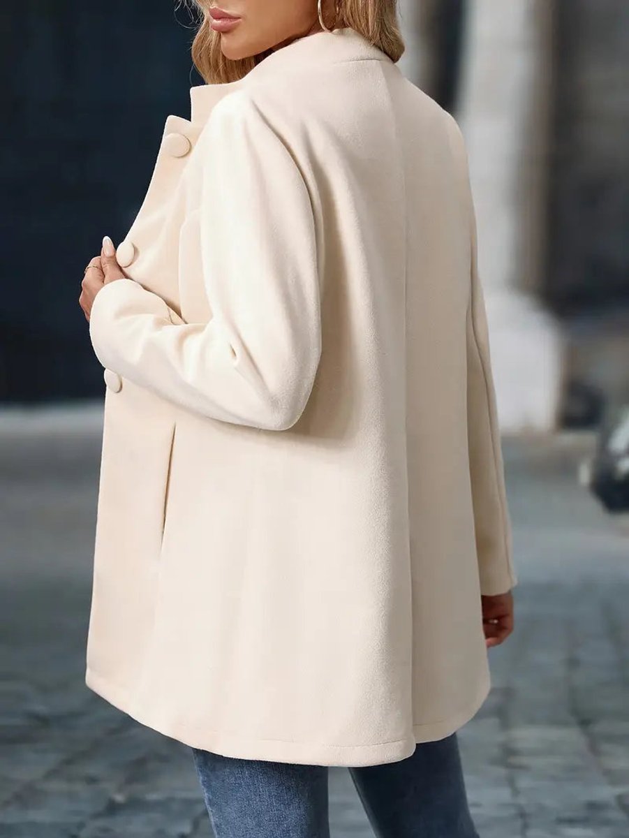 Women's Longline Stand Collar Button-Up Blazer Jacket