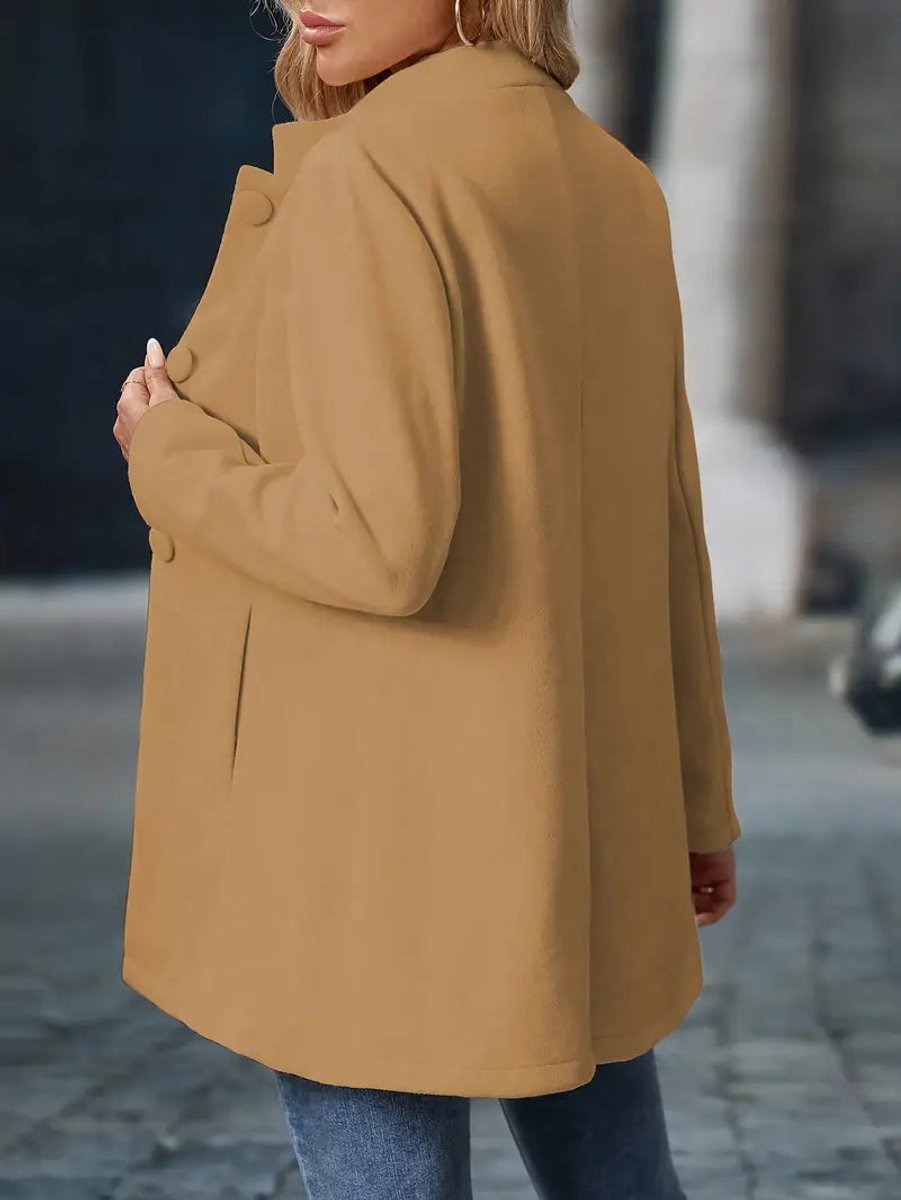 Women's Longline Stand Collar Button-Up Blazer Jacket