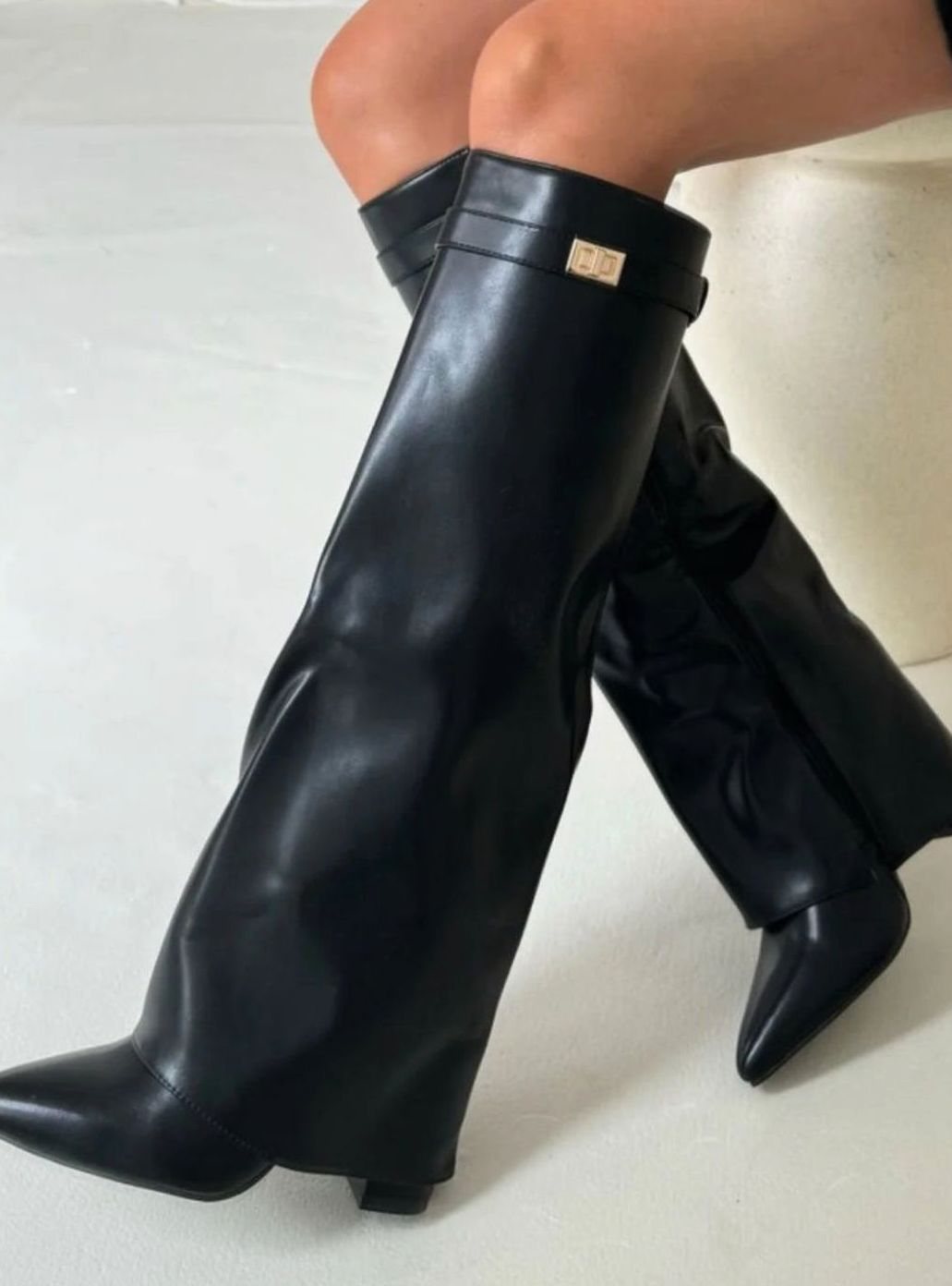 Women's Suede Wedge Heel Pointed Toe Knee-High Boots