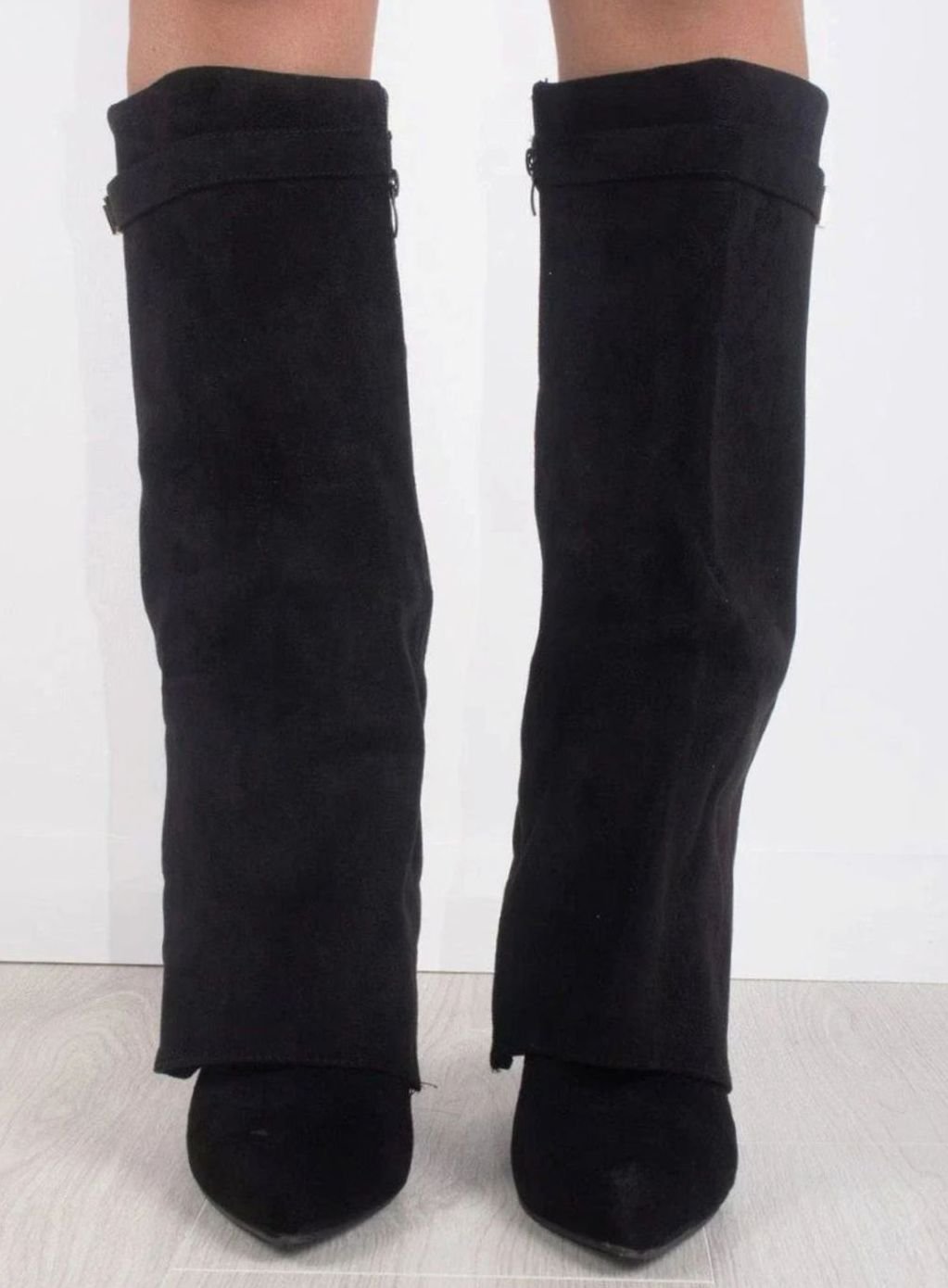 Women's Suede Wedge Heel Pointed Toe Knee-High Boots