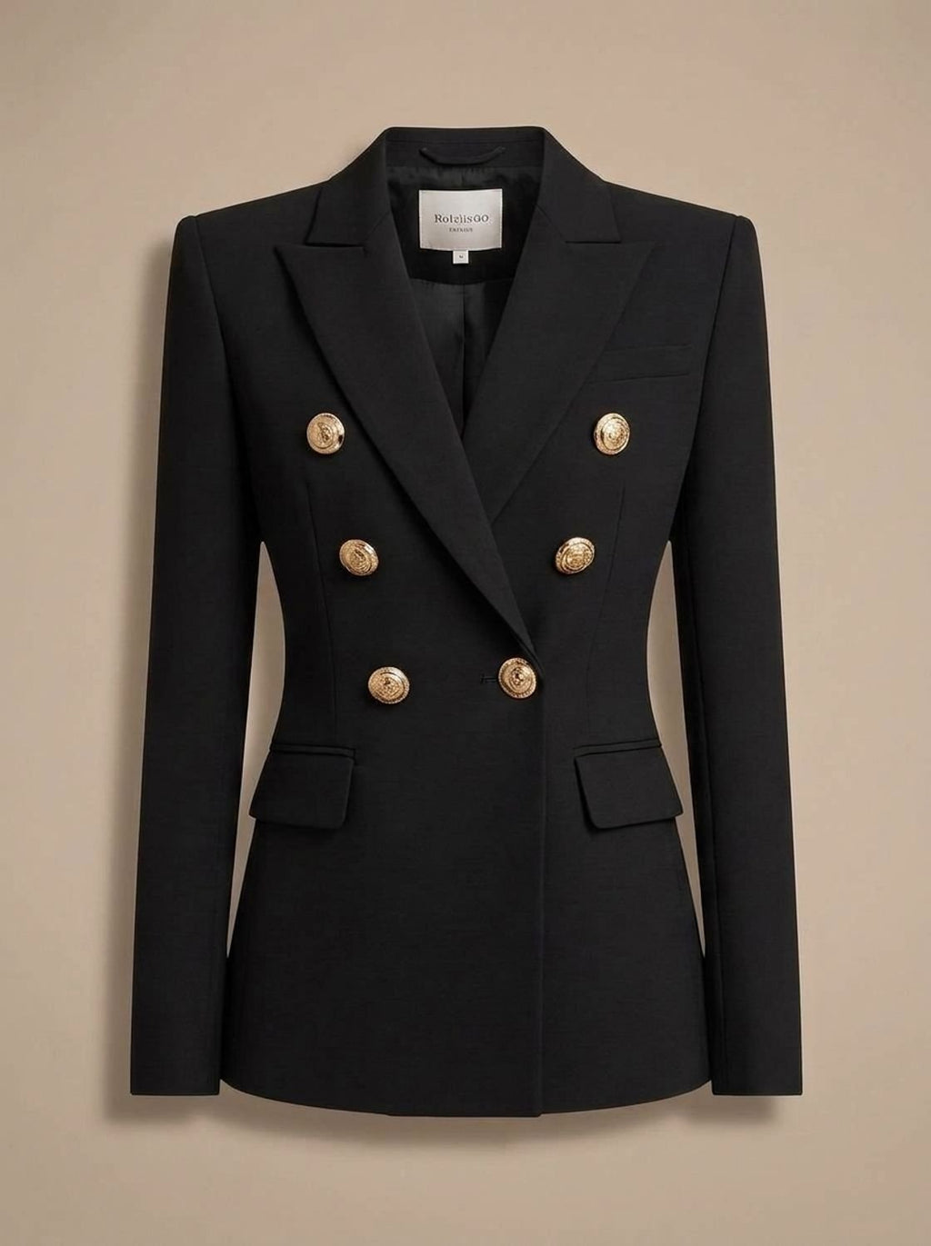 Women's Double-Breasted Tailored Jacket with Embossed Buttons