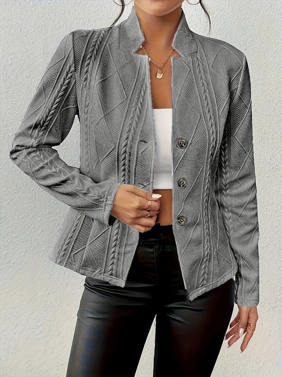 Women's Open-Front Textured Padded Jacket with Cable Knit