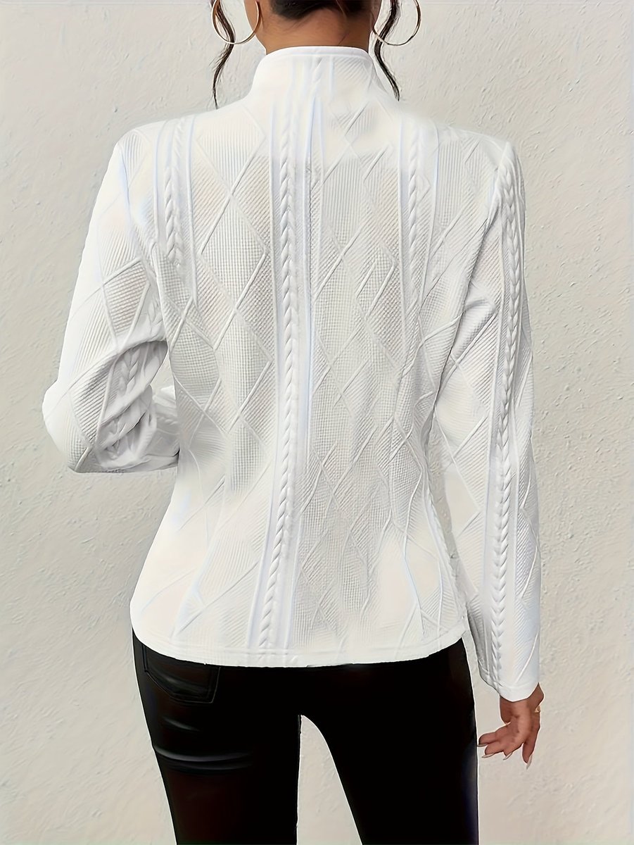 Women's Open-Front Textured Padded Jacket with Cable Knit