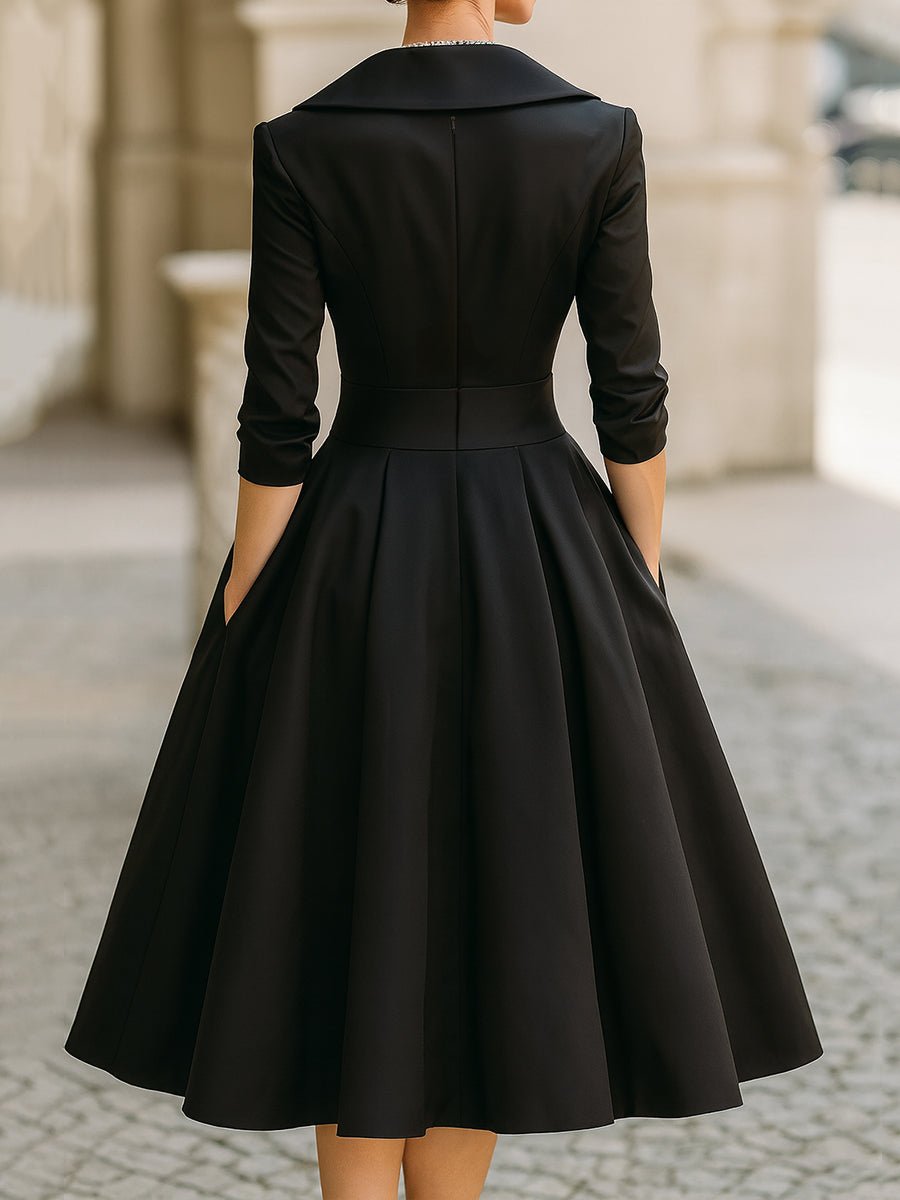 Women's Ruched Bodice Pleated Skirt Wrap Midi Dress