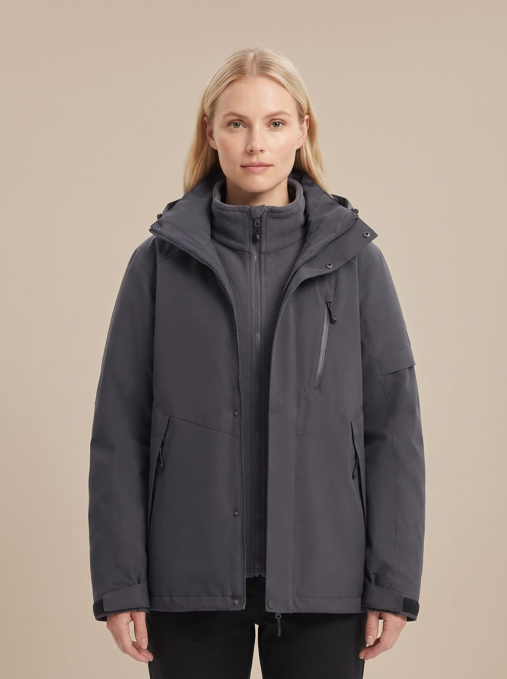 Women's Detachable Hood Water-Repellent Cold Weather Coat