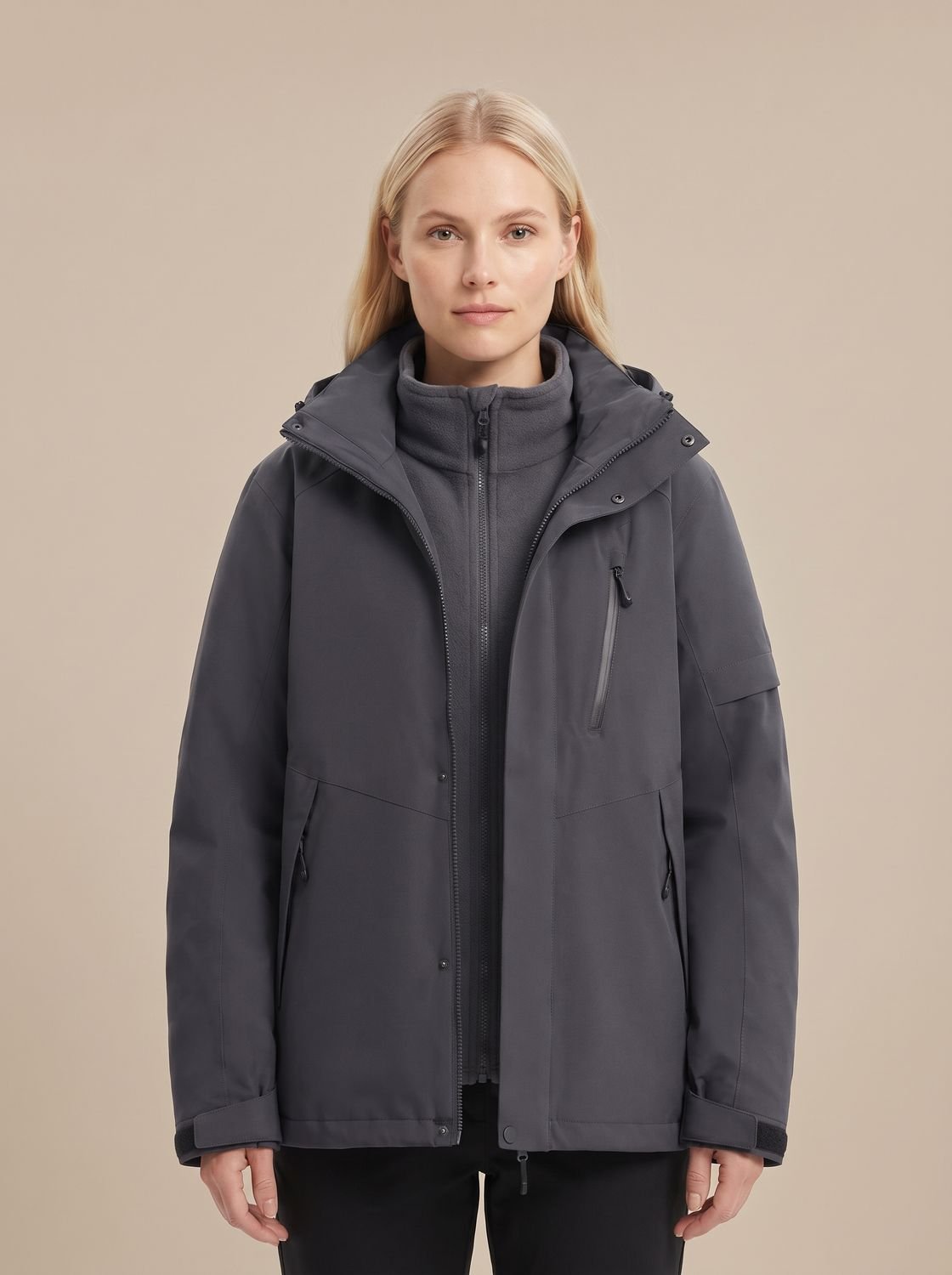 Women's Detachable Hood Water-Repellent Cold Weather Coat