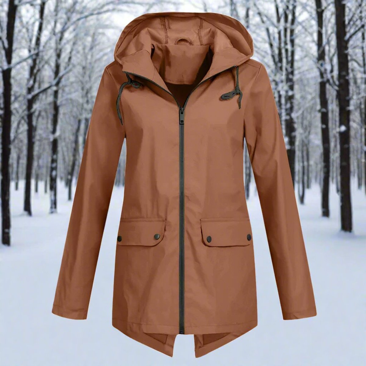 Women's Longline Waterproof Relaxed Rain Coat