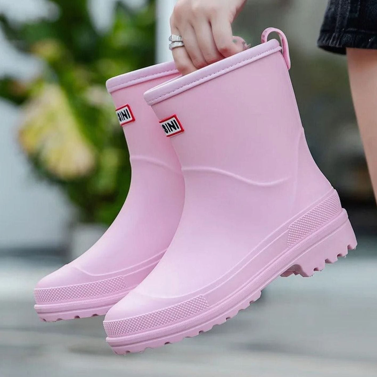 Women's Waterproof Rubber Rain Boots with Pull Loop