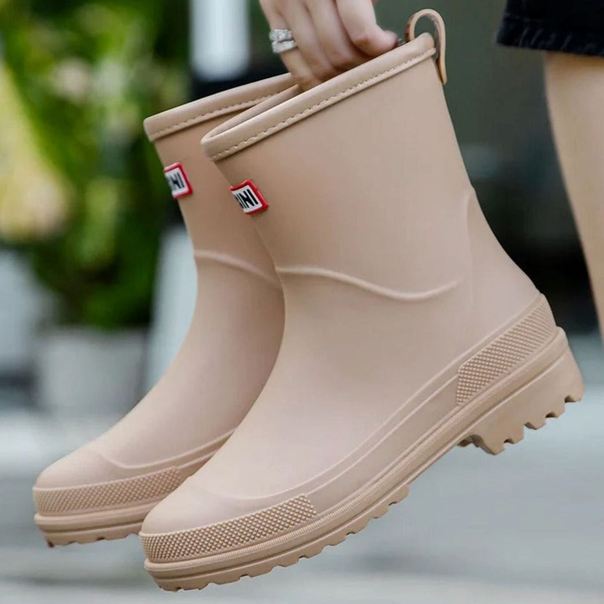 Women's Waterproof Rubber Rain Boots with Pull Loop