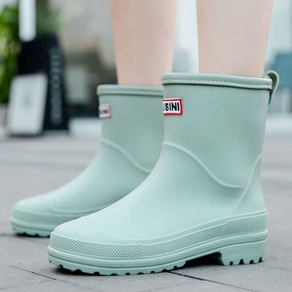 Women's Waterproof Rubber Rain Boots with Pull Loop