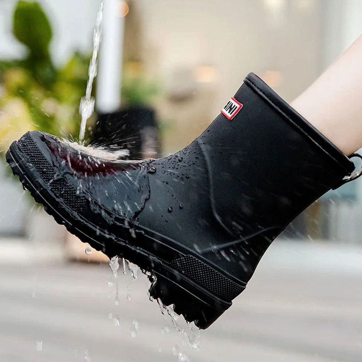 Women's Waterproof Rubber Rain Boots with Pull Loop