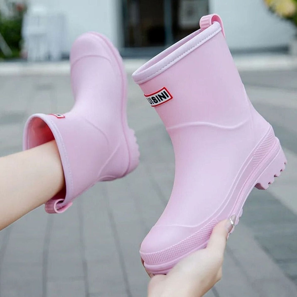 Women's Waterproof Rubber Rain Boots with Pull Loop