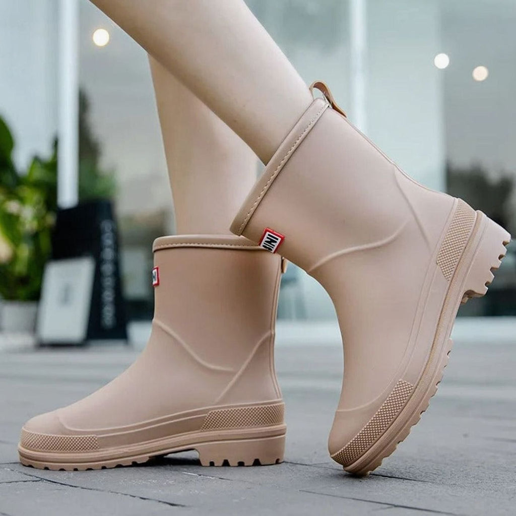 Women's Waterproof Rubber Rain Boots with Pull Loop