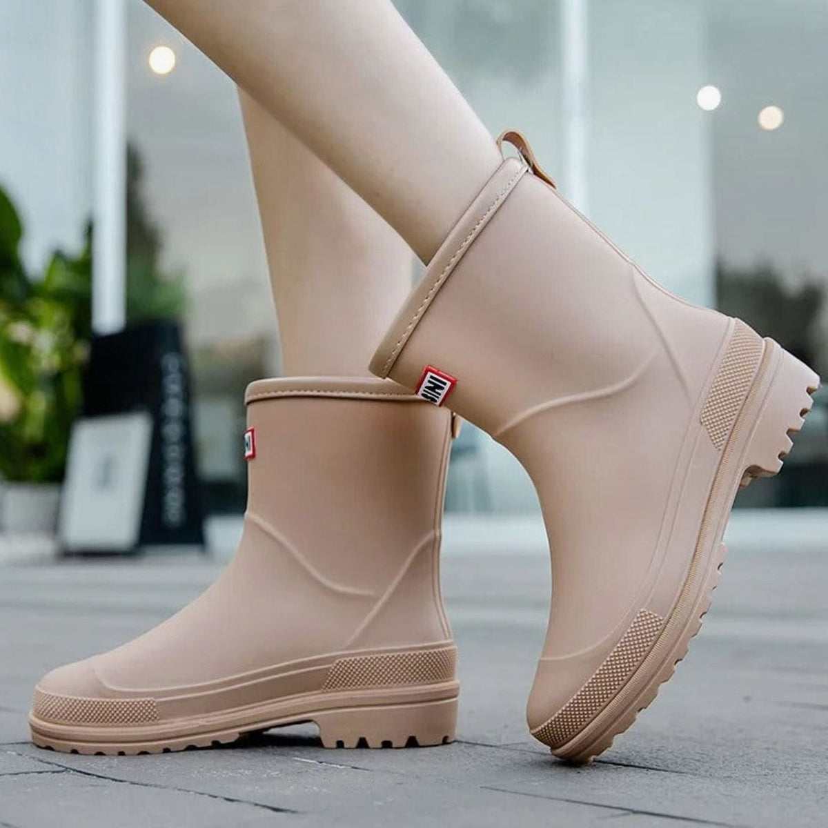 Women's Waterproof Rubber Rain Boots with Pull Loop