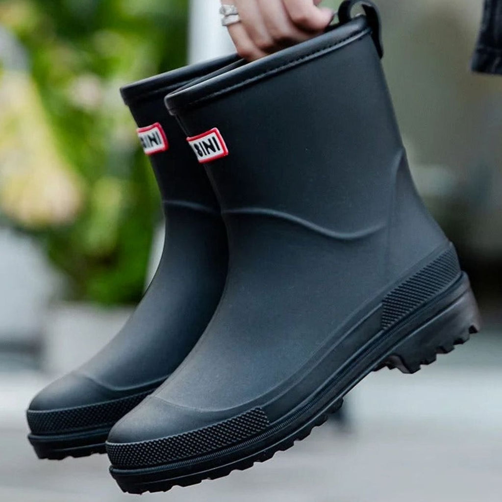 Women's Waterproof Rubber Rain Boots with Pull Loop