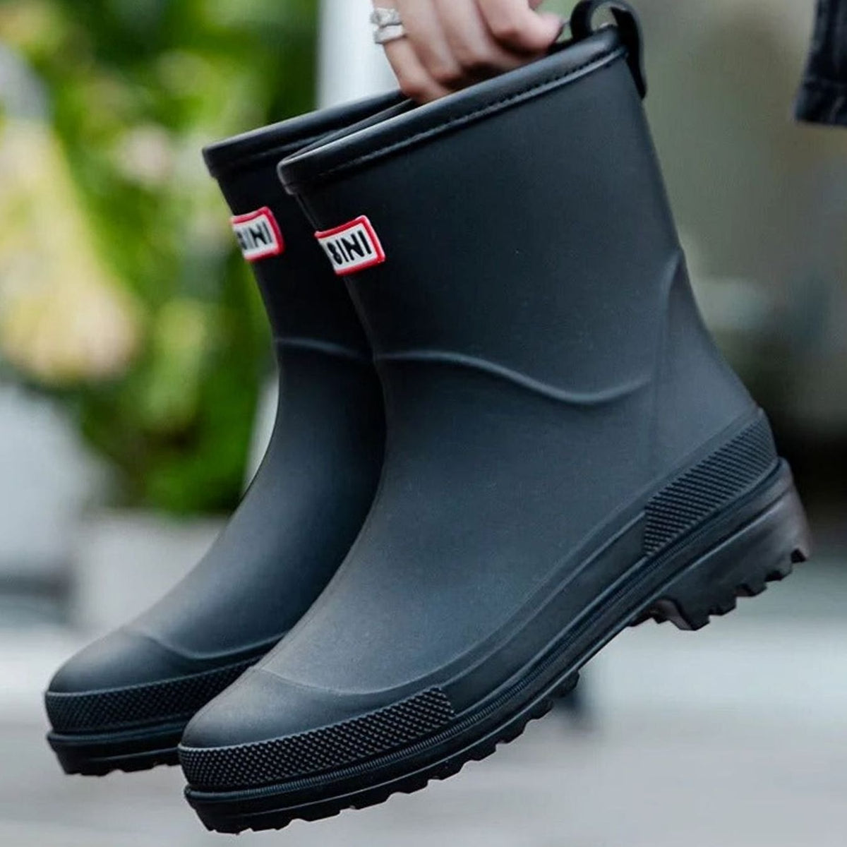 Women's Waterproof Rubber Rain Boots with Pull Loop