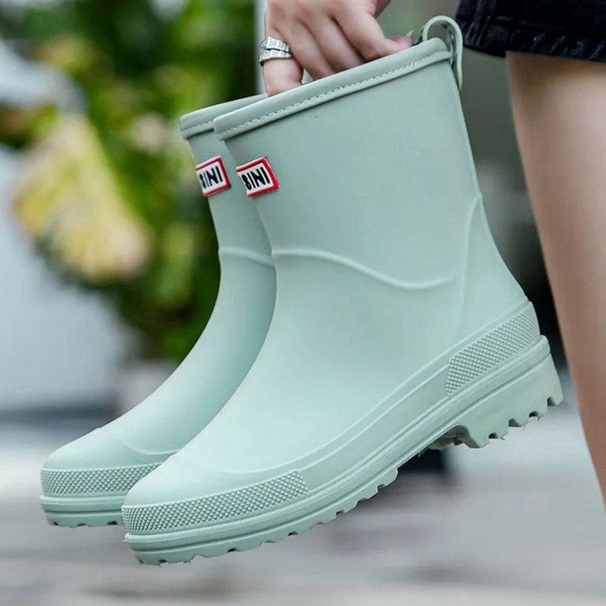 Women's Waterproof Rubber Rain Boots with Pull Loop