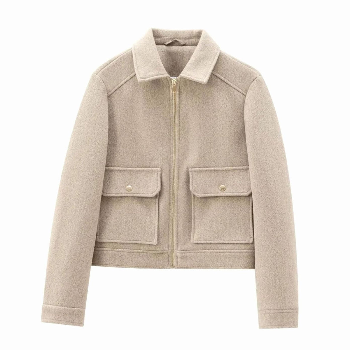 Women's Short Wool Zip Bomber Style Jacket