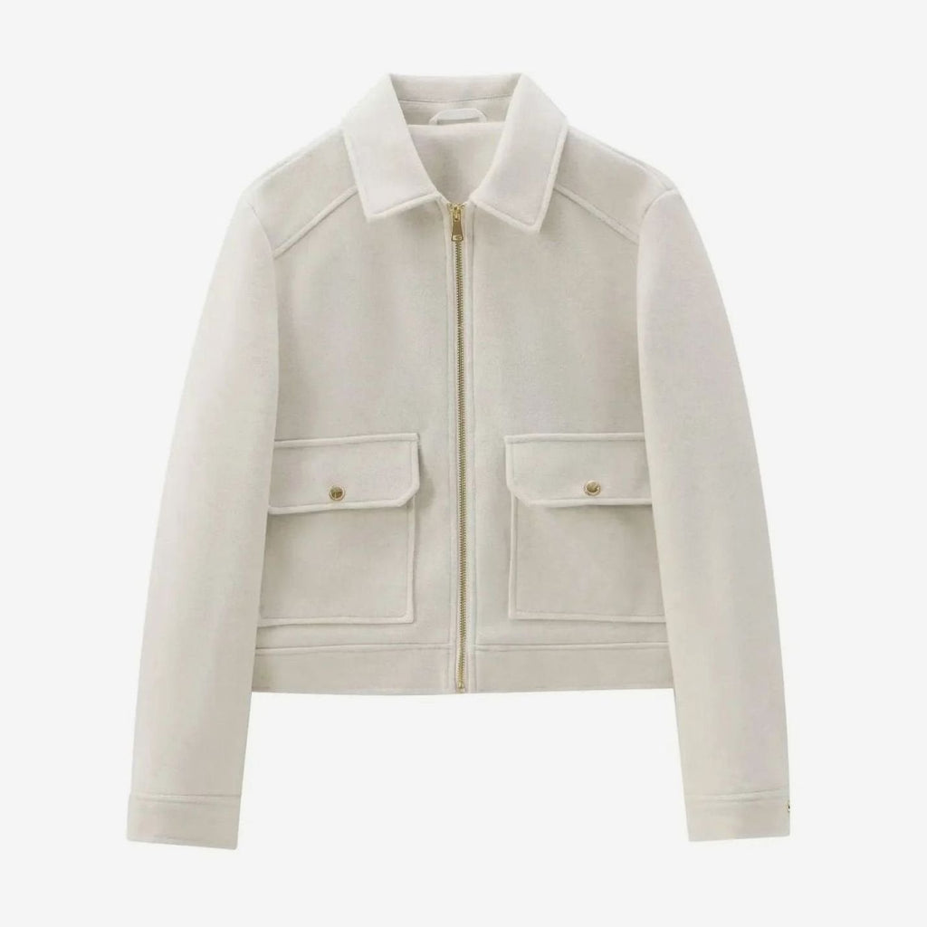 Women's Short Wool Zip Bomber Style Jacket