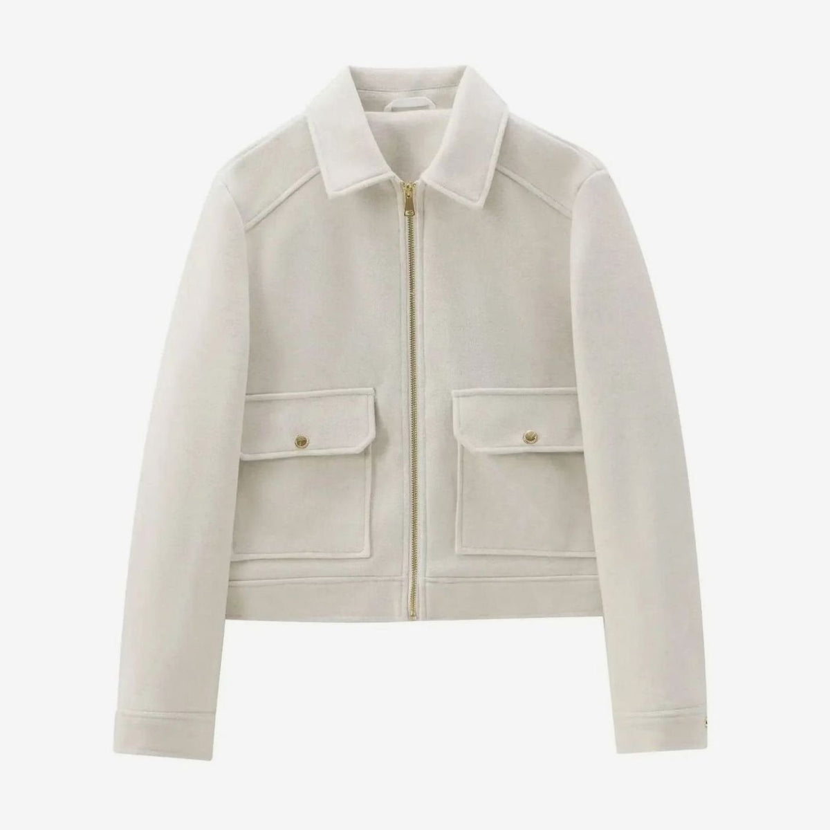 Women's Short Wool Zip Bomber Style Jacket